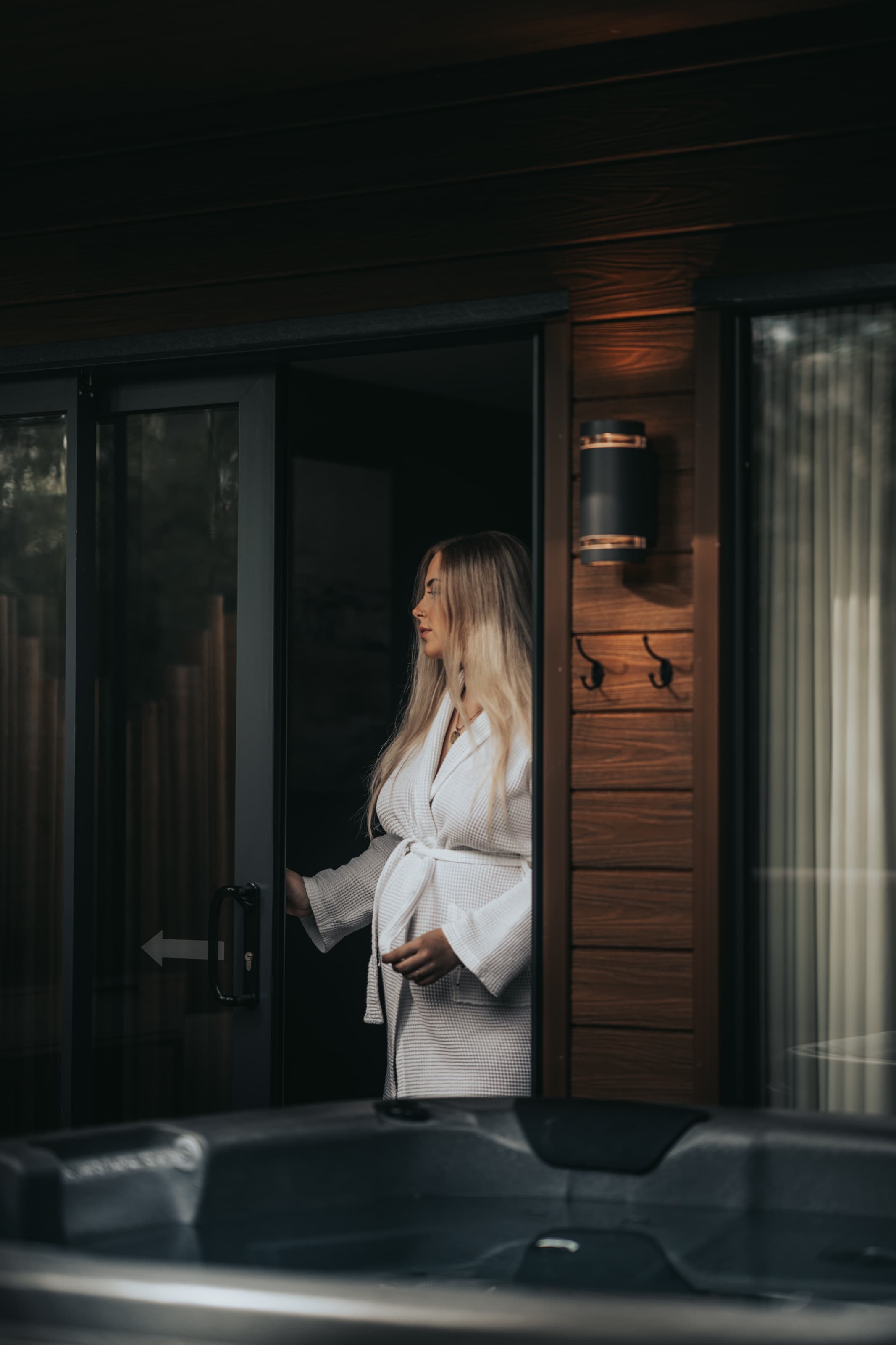 Luxury hot tub with lake view